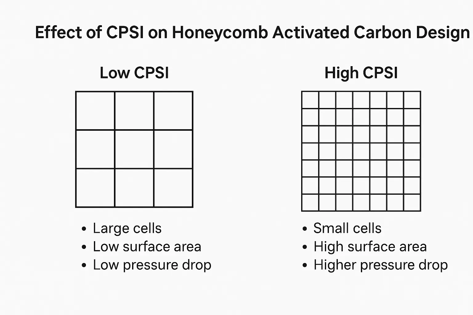 different cpsi of honeycomb activated carbon